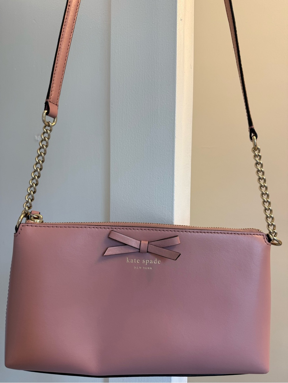 kate spade Pink Leather Bow-Accent Crossbody Bag